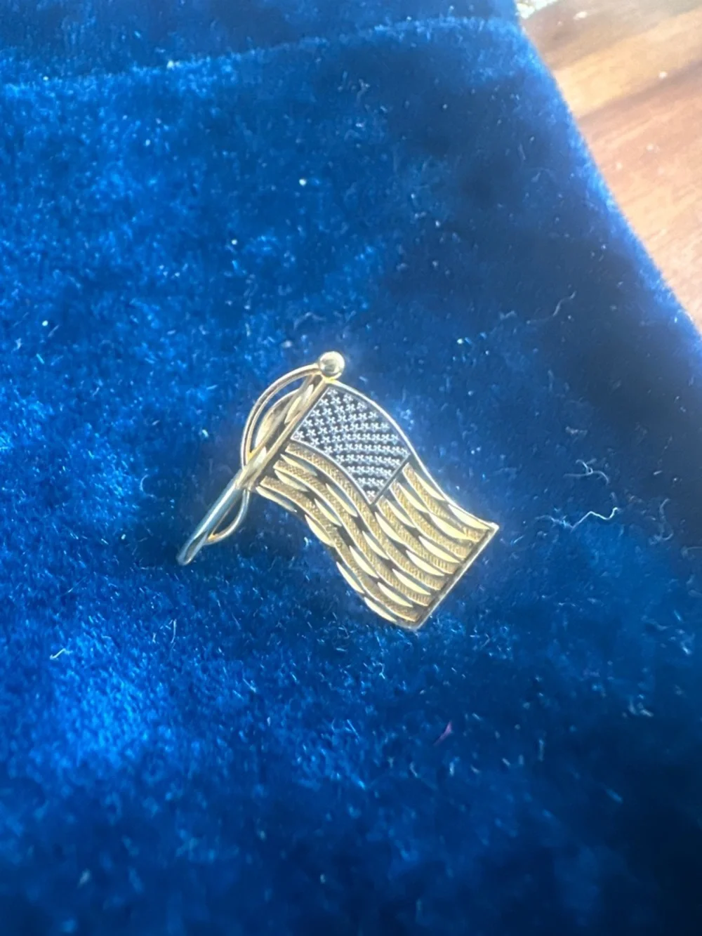 Michael Anthony Solid 14k Yellow Gold American Flag Tie Tack Lapel Pin